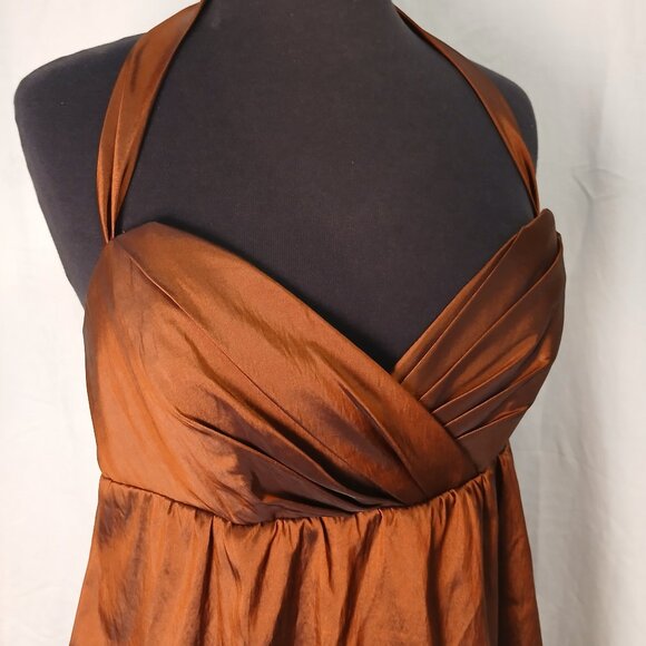 Pixie Style Copper Shimmery Dress with Pockets - Picture 2 of 6